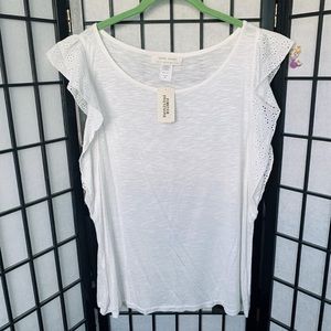 Forever 21 White Eyelet Trim Top